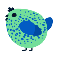 A spring and ultramarine chicken with a speckle pattern
