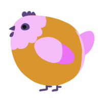 A orange and lavender chicken with a head pattern