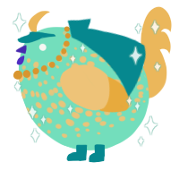 A mint and honey chicken with a speckle pattern