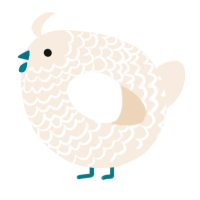 A cream chicken with a lace pattern