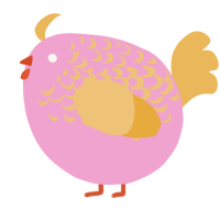 A pink and honey chicken with a half-lace pattern