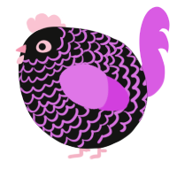 A black and orchid chicken with a lace pattern