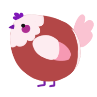 A red and rose chicken with a head pattern