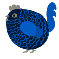 A tumblr and ultramarine chicken with a lace pattern