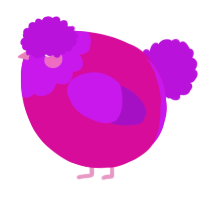 A fuchsia and amethyst chicken with a head pattern