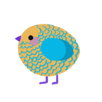 A honey and cerulean chicken with a lace pattern