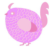 A lavender and pink chicken with a lace pattern