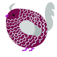 A wine and silver chicken with a lace pattern