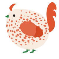 A cream and vermilion chicken with a speckle pattern
