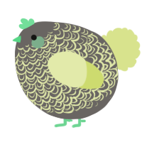 A grey and lemon chicken with a double-lace pattern