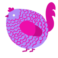 A lilac and fuchsia chicken with a lace pattern