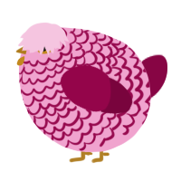 A pink and maroon chicken with a lace pattern