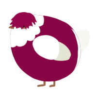 A maroon and white chicken with a head pattern