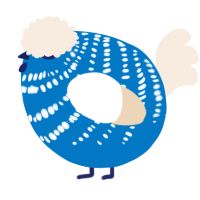 A sapphire and cream chicken with a bar pattern