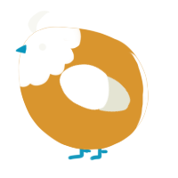 A orange and white chicken with a head pattern