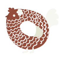 A russet and white chicken with a lace pattern