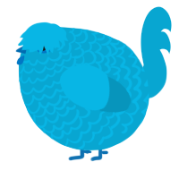 A cerulean chicken with a lace pattern