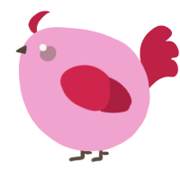 A pink and crimson chicken