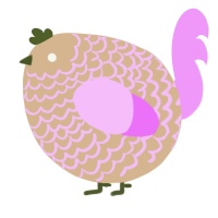 A beige and lavender chicken with a lace pattern