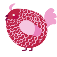 A crimson and pink chicken with a lace pattern