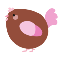 A russet and pink chicken