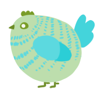 A gluppy and aqua chicken with a bar pattern