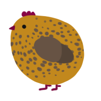 A ochre and bark chicken with a speckle pattern