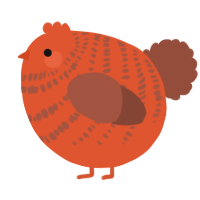 A vermilion and russet chicken with a bar pattern