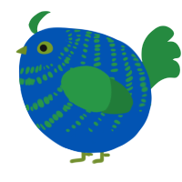 A ultramarine and viridian chicken with a bar pattern