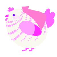 A white and lavender chicken with a bar pattern