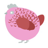 A pink and red chicken with a half-lace pattern