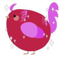 A crimson and orchid chicken with a neck-band pattern