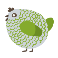 A mist and chartreuse chicken with a lace pattern