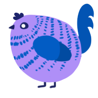 A lilac and ultramarine chicken with a bar pattern