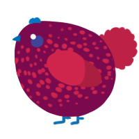 A wine and crimson chicken with a speckle pattern