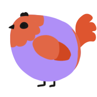 A lilac and vermilion chicken with a head pattern
