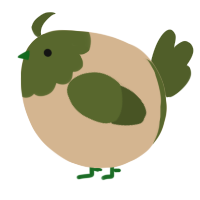 A beige and olive chicken with a head pattern