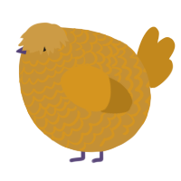 A gold and ochre chicken with a lace pattern