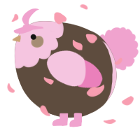 A bark and pink chicken with a head pattern