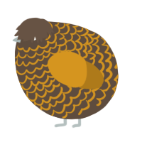 A bark and ochre chicken with a lace pattern