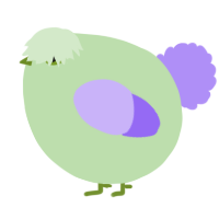 A gluppy and lilac chicken