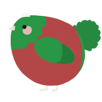A red and viridian chicken with a head pattern