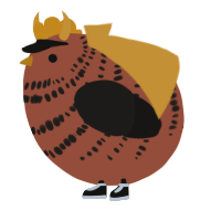 A russet and sable chicken with a bar pattern