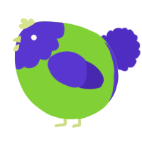 A grass and indigo chicken with a head pattern