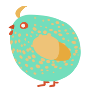 A mint and honey chicken with a speckle pattern