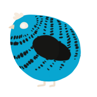 A cerulean and black chicken with a bar pattern