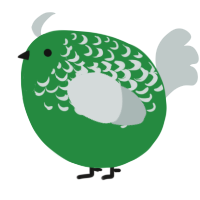 A viridian and silver chicken with a half-lace pattern