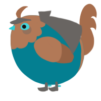 A sea and brown chicken with a head pattern