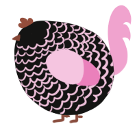 A black and pink chicken with a lace pattern