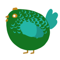 A leaf and turquoise chicken with a half-lace pattern